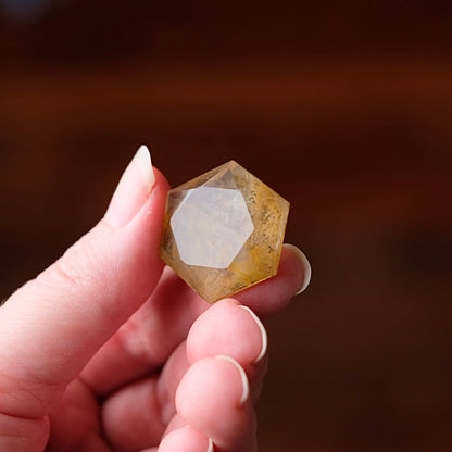 Dendritic Quartz Hexagon | Golden Healer Crystal Jewel | Star of David
