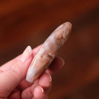 Pink Amethyst + Flower Agate Palm | Pink Amethyst Crystal Palm Stone