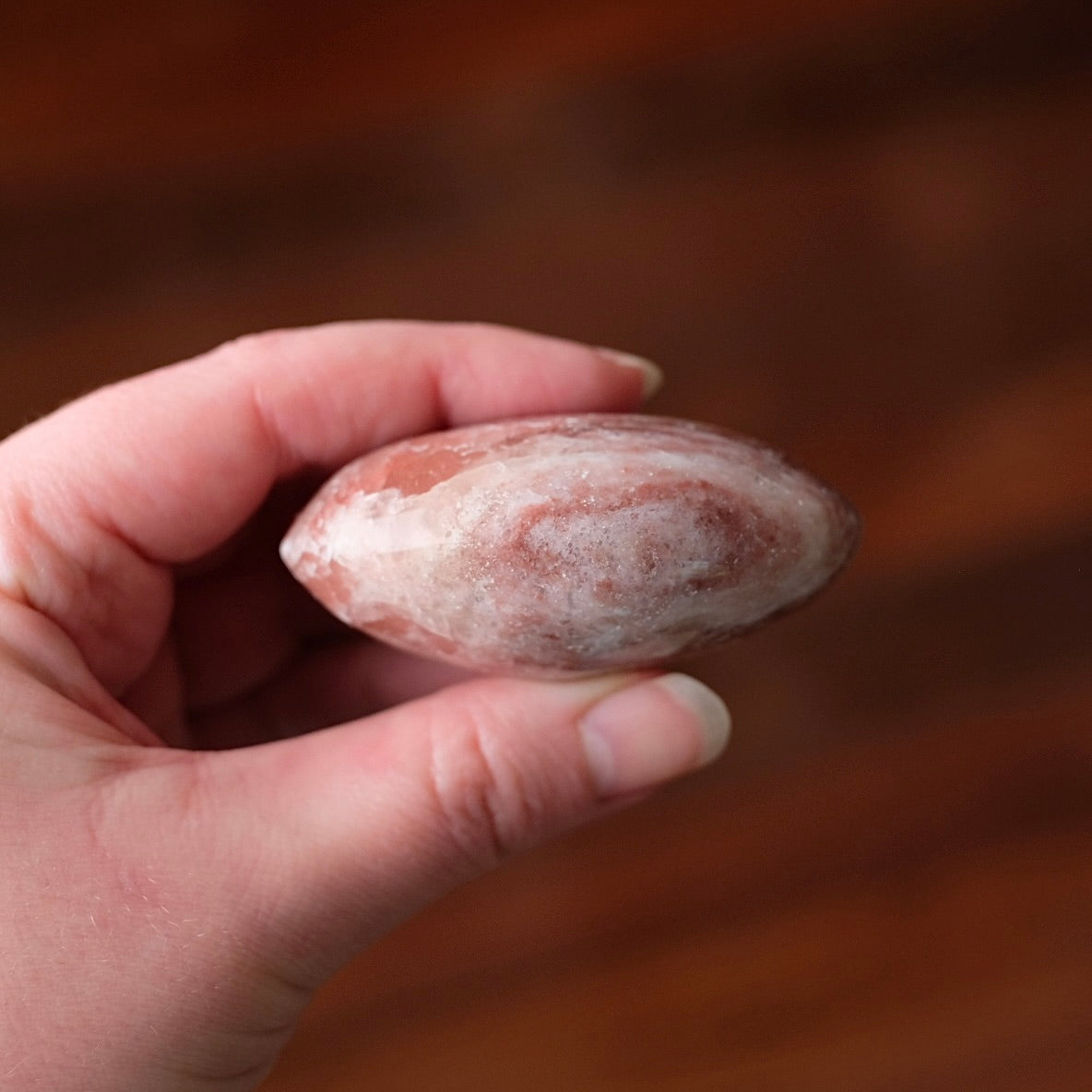 Rose Calcite Palm | Calcite Crystal Palmstone