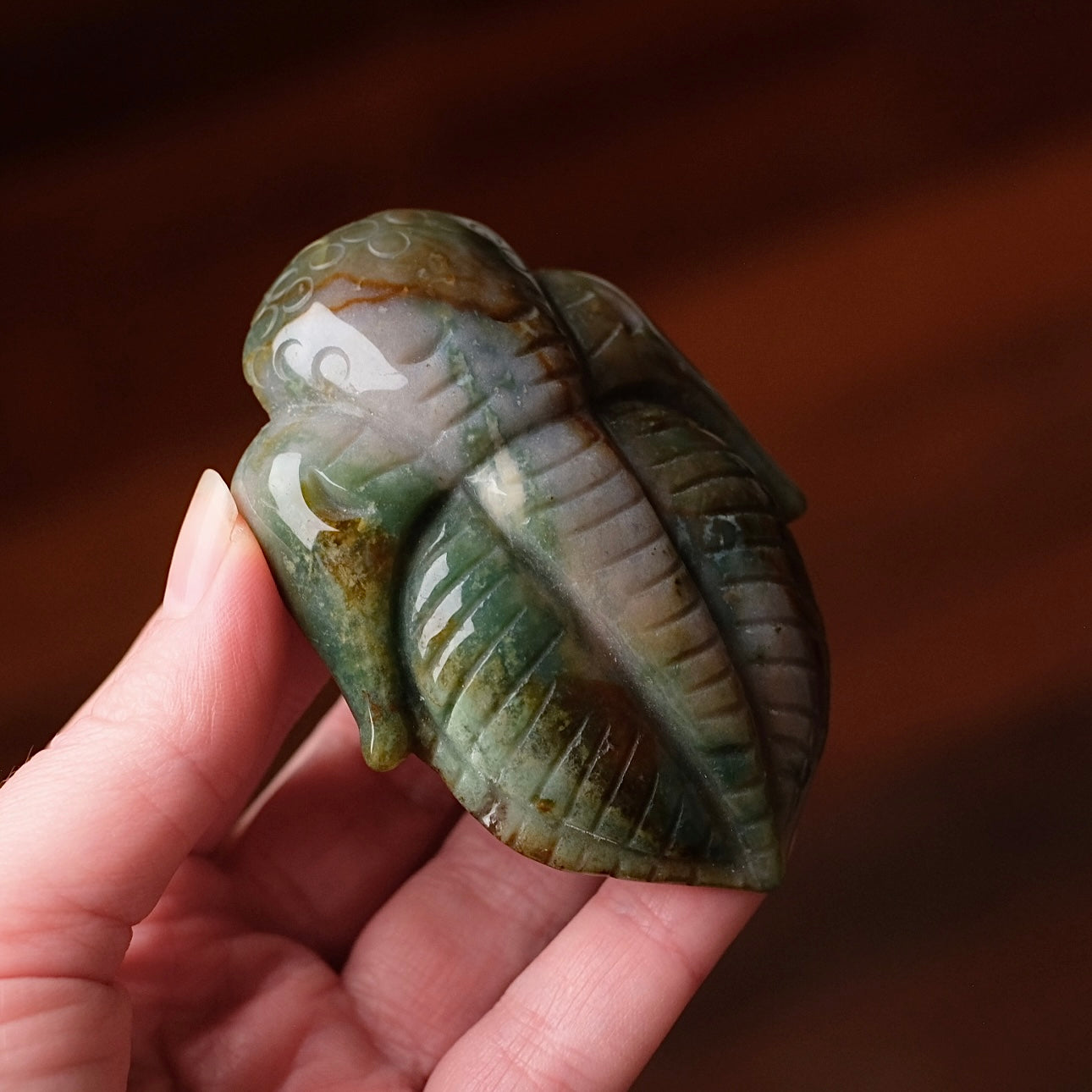 Moss Agate Trilobite Carving | Crystal Animal Carving