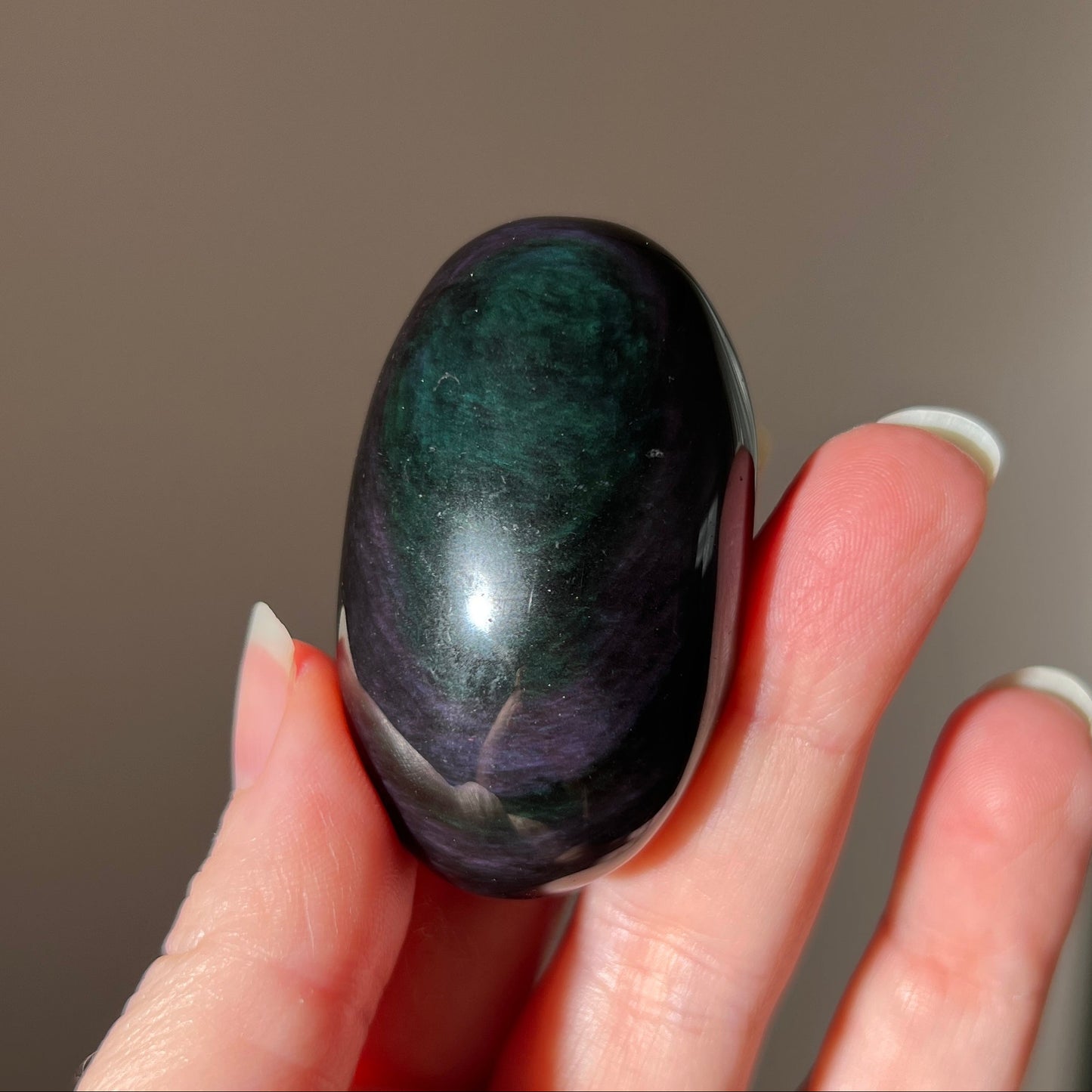 Rainbow Obsidian Palm | Velvet Obsidian Crystal Palmstone