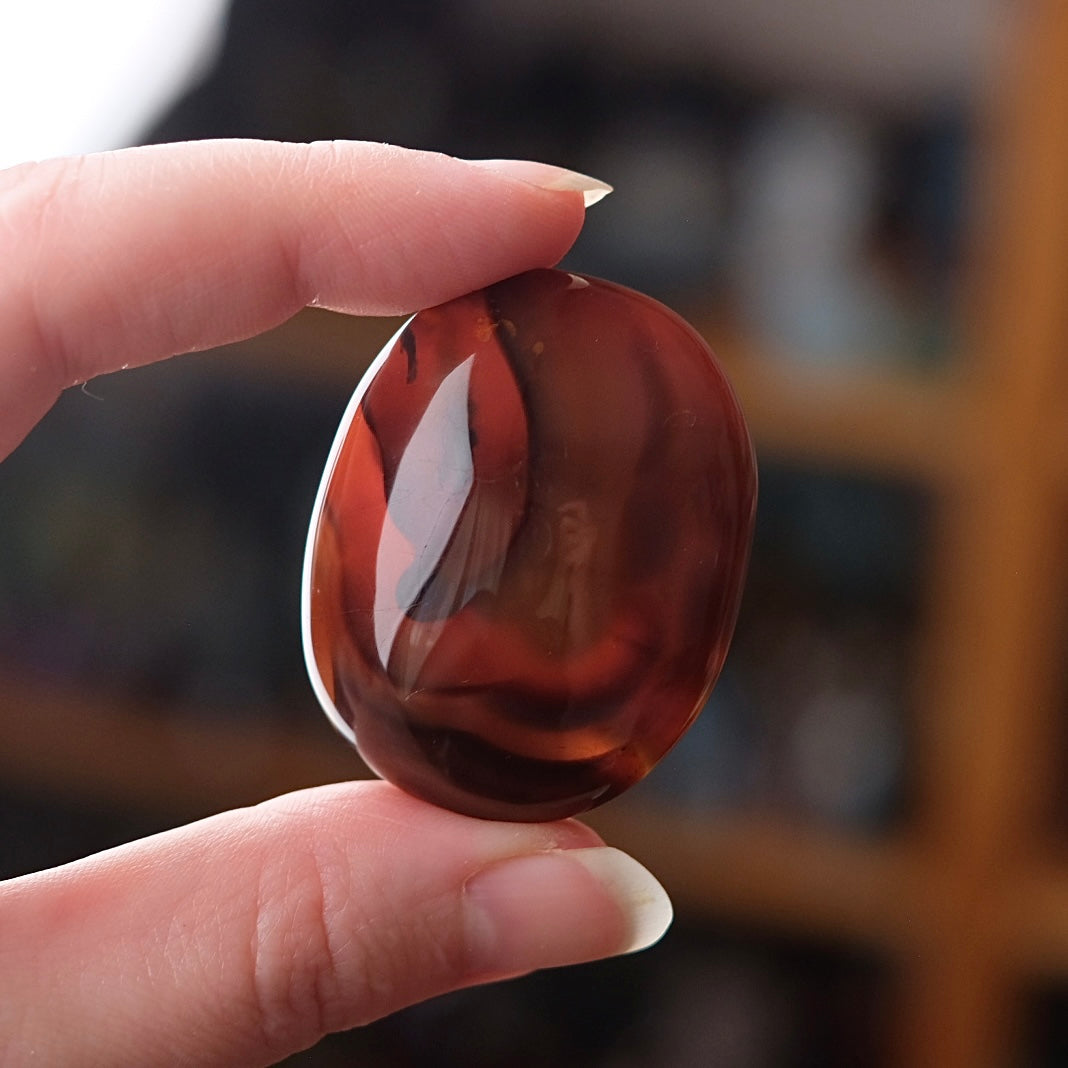 Carnelian Palm | Dark Carnelian Agate Crystal Palmstone