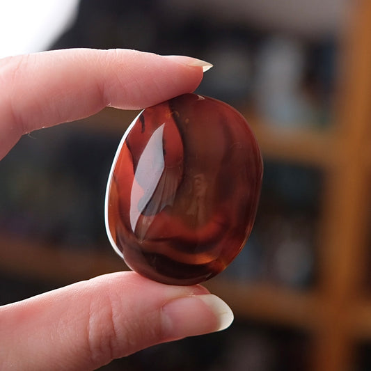 Carnelian Palm | Dark Carnelian Agate Crystal Palmstone