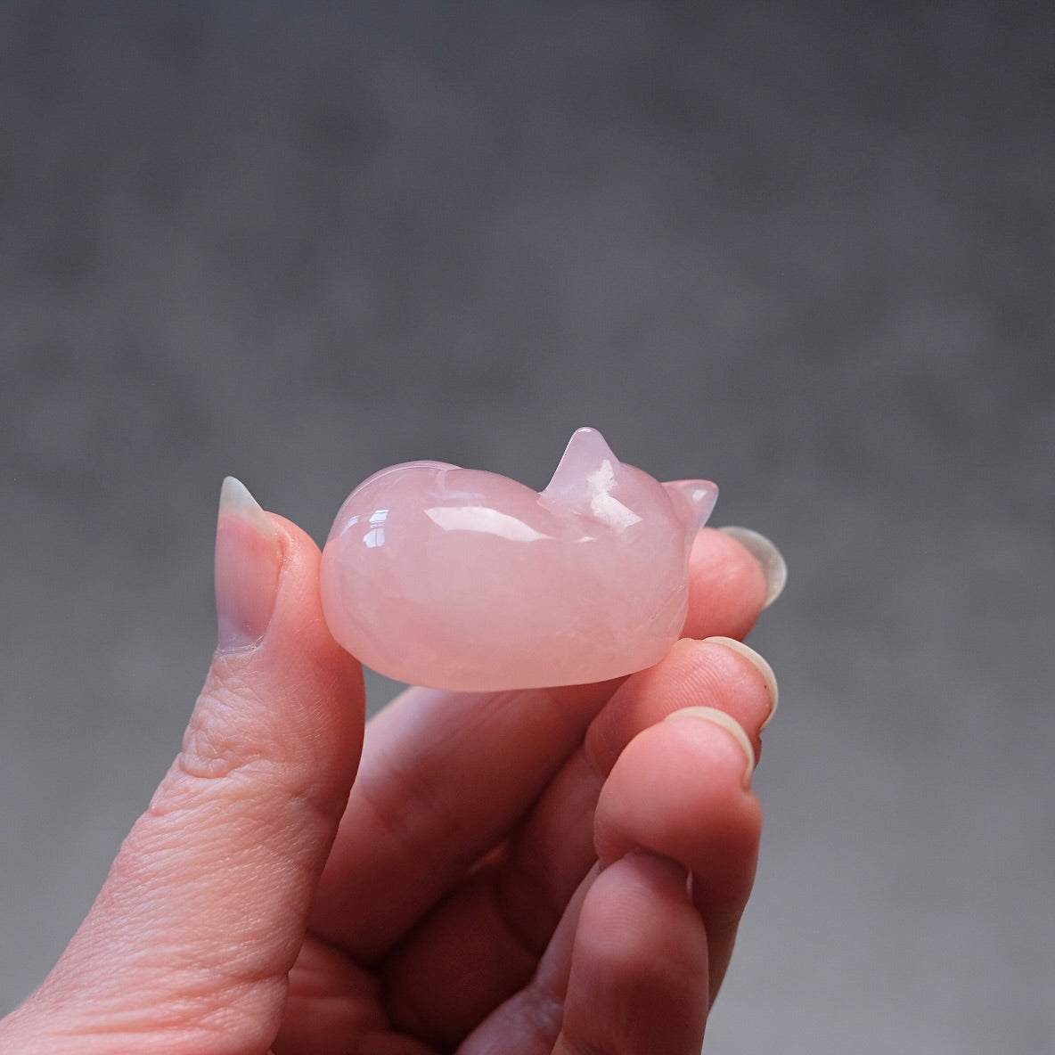 Rose Quartz Cat | Rose Quartz Crystal Cat Carving