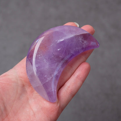 Amethyst Moon & Stand | Carved Crystal Moon Display Set
