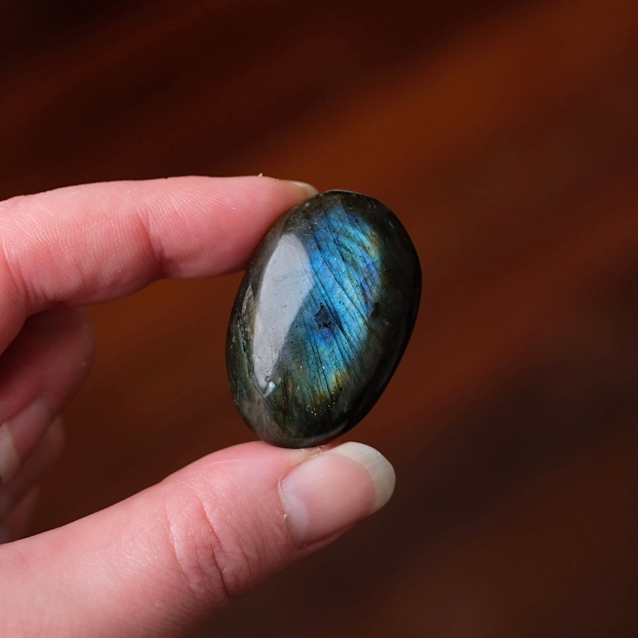 Flashy Labradorite Pocket Stone | Tumbled Crystal Palm