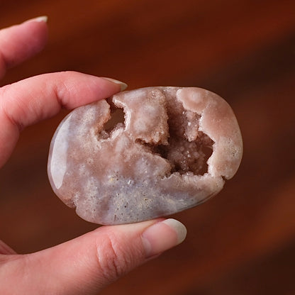 Pink Amethyst + Flower Agate Palm | Pink Amethyst Crystal Palm Stone