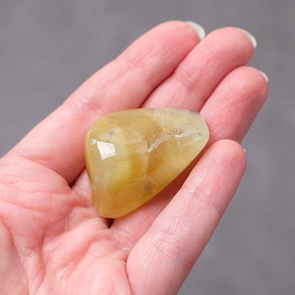 Australian Prehnite Pocket Stone | Yellow Prehnite Tumbled Crystal