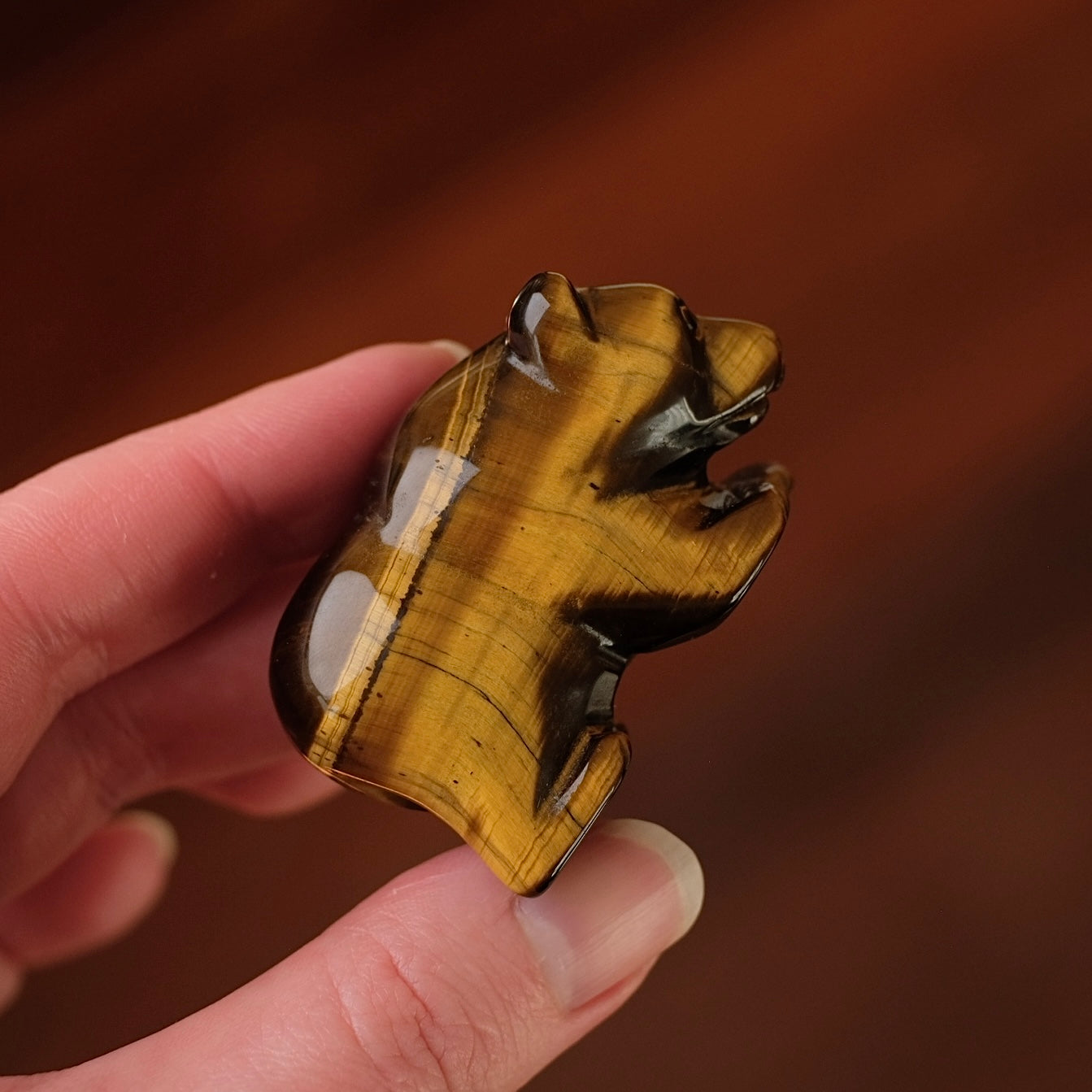 Tiger Eye Bear Carving | Crystal Animal Carving