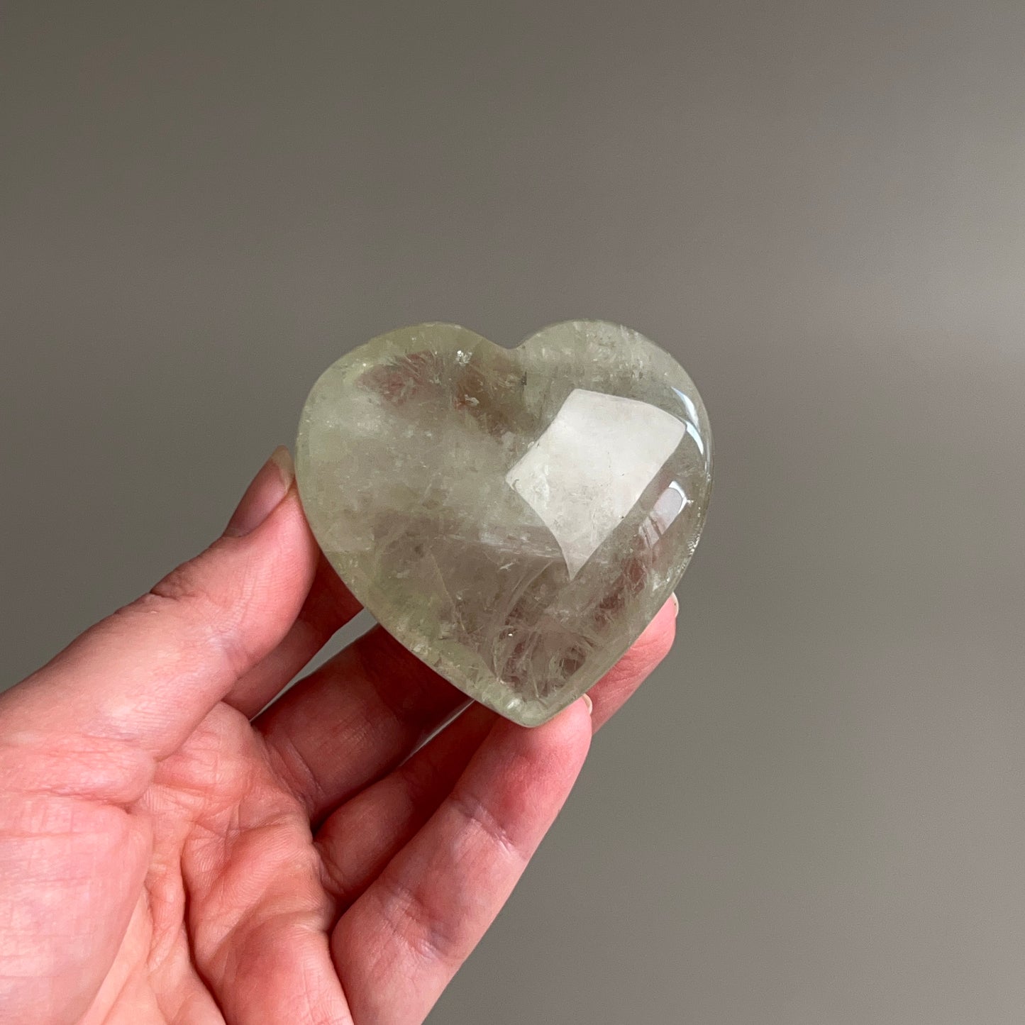 Prasiolite Heart | Prasiolite Green Amethyst Crystal Heart