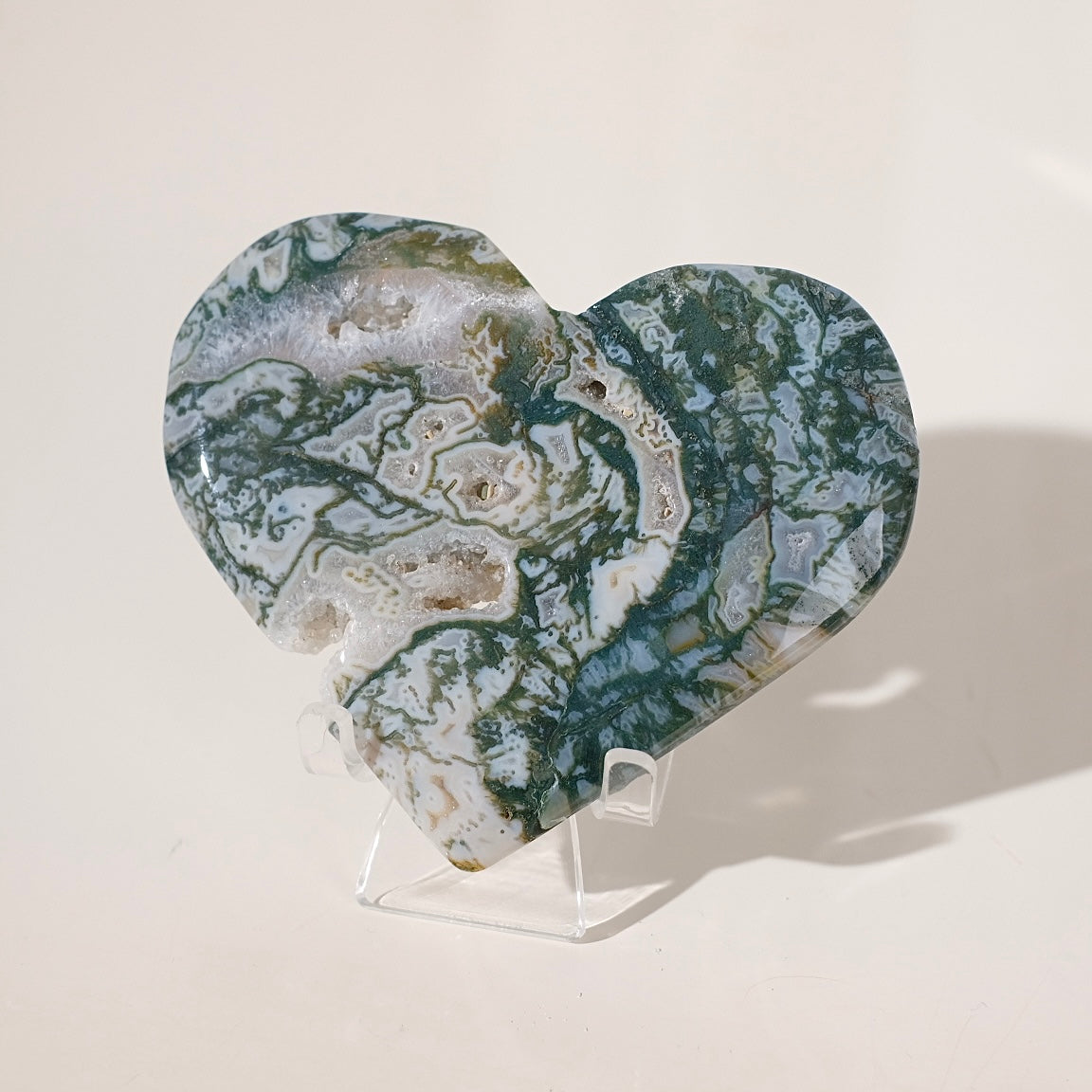 Moss Agate Heart | Druzy Moss Agate Crystal Heart