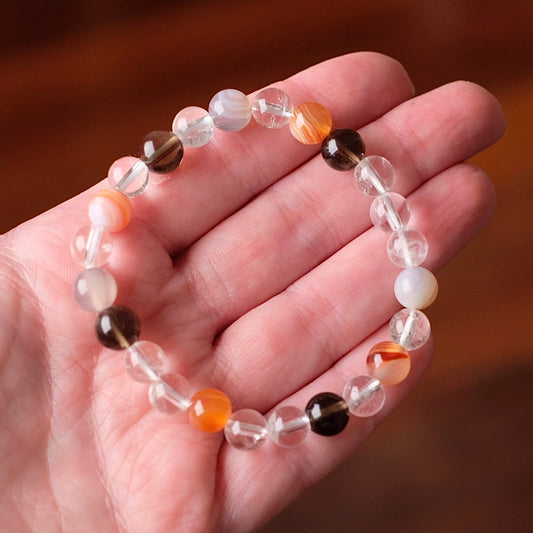 Carnelian, Quartz & Agate Crystal Bracelet | OOAK Crystal Bracelet
