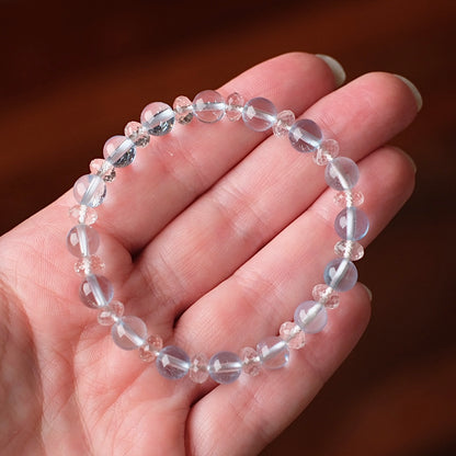 Blue Topaz & Quartz Bracelet | Rare Crystal Stretch Bracelet