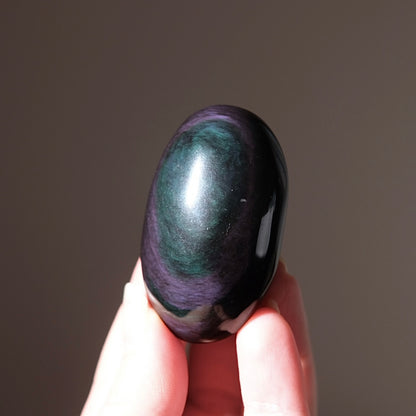 Rainbow Obsidian Palm | Velvet Obsidian Crystal Palmstone