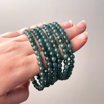 Guatemalan Blue Jadeite Bracelet | Blue Jade Crystal Stretch Bracelet