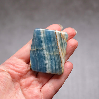 Lemurian Aquatine Calcite Slab | Polished Blue Onyx Slice
