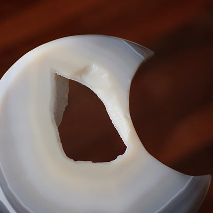 Agate Druzy Geode Moon | Agate Crystal Moon Carving