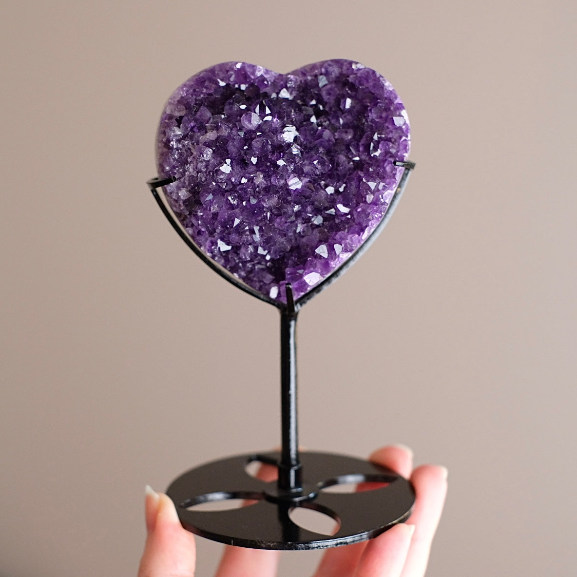 Amethyst Heart Cluster + Stand | Amethyst Crystal Geode Heart