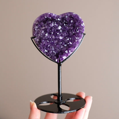 Amethyst Heart Cluster + Stand | Amethyst Crystal Geode Heart