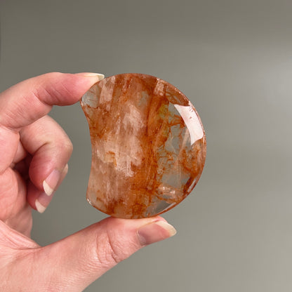 Fire Quartz Moon | Hematoid Quartz Crystal Moon