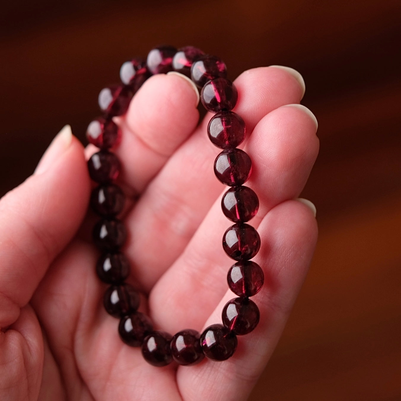 Rhodolite Garnet Bracelet | Red Garnet Crystal Stretch Bracelet