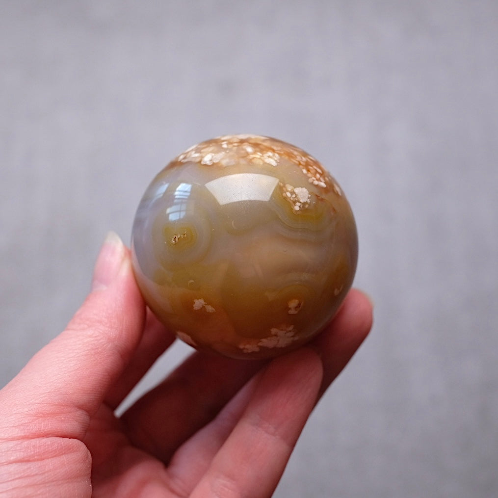 Flower Agate Sphere | Cherry Blossom Agate Crystal Sphere