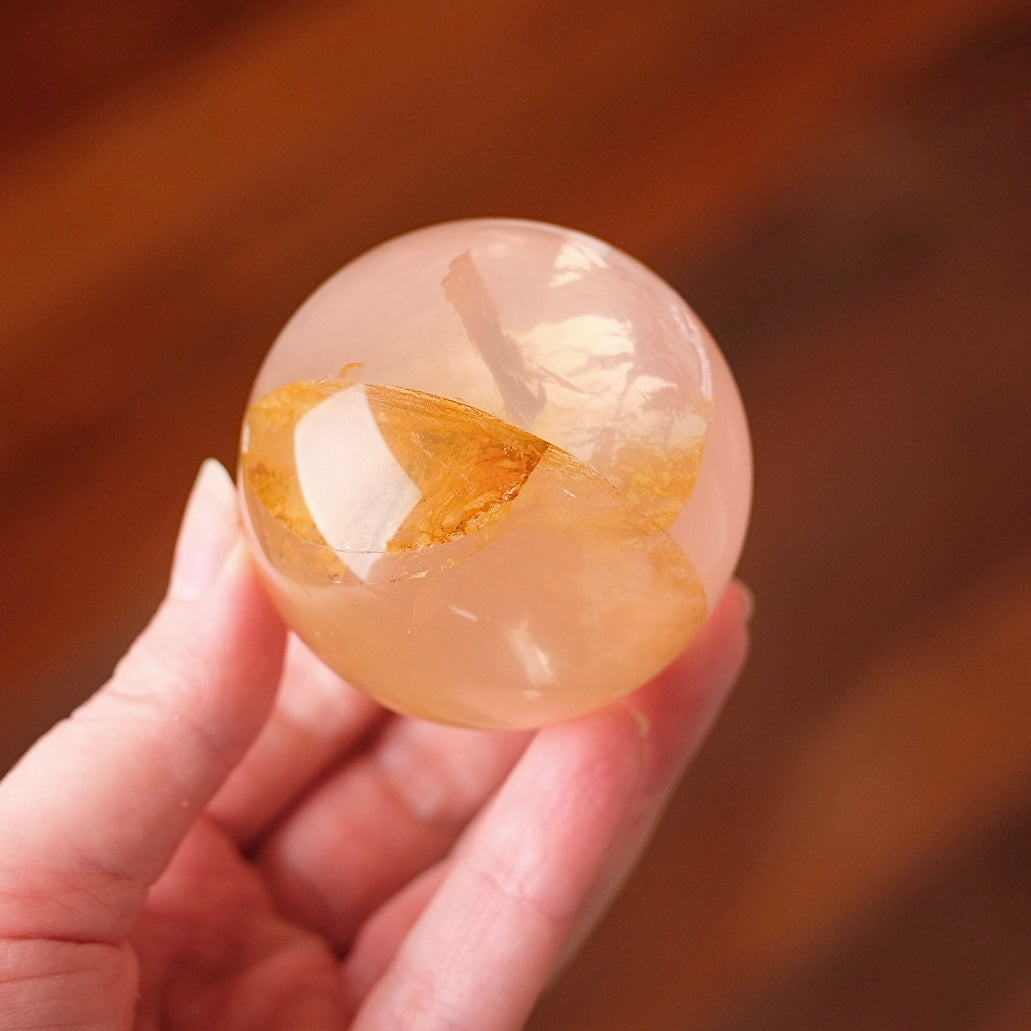 Star Rose Quartz + Golden Healer Sphere | Golden Healer Quartz