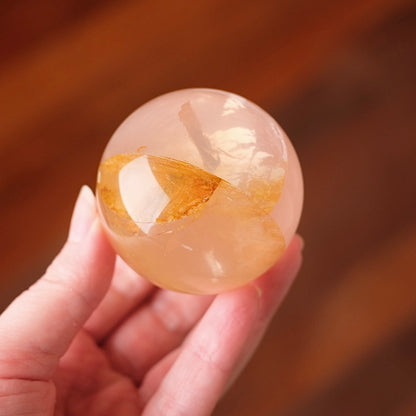 Star Rose Quartz + Golden Healer Sphere | Golden Healer Quartz
