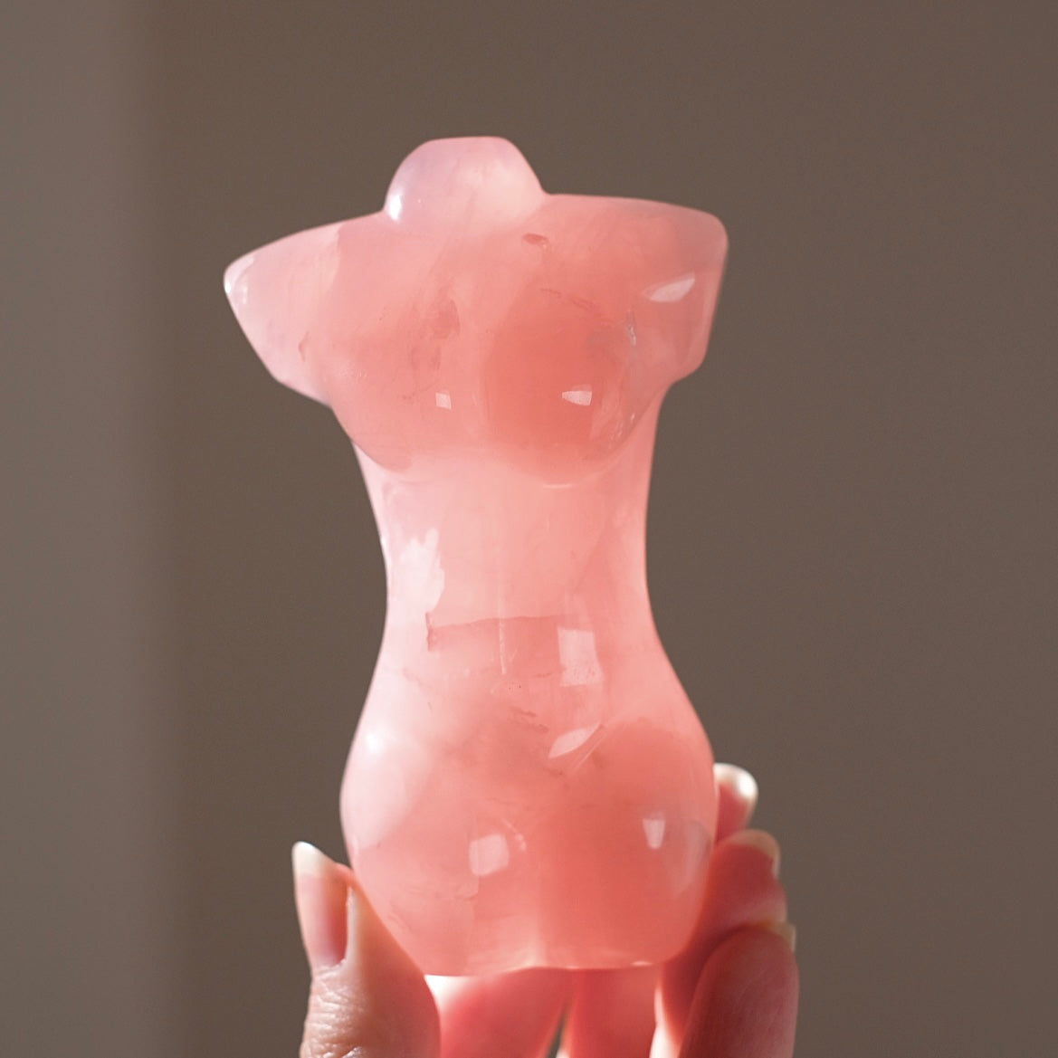 Rose Quartz Goddess Figure | Divine Feminine Crystal Carving