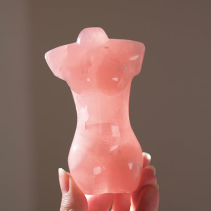 Rose Quartz Goddess Figure | Divine Feminine Crystal Carving