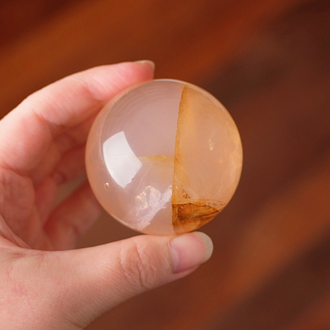 Star Rose Quartz + Golden Healer Sphere | Golden Healer Quartz