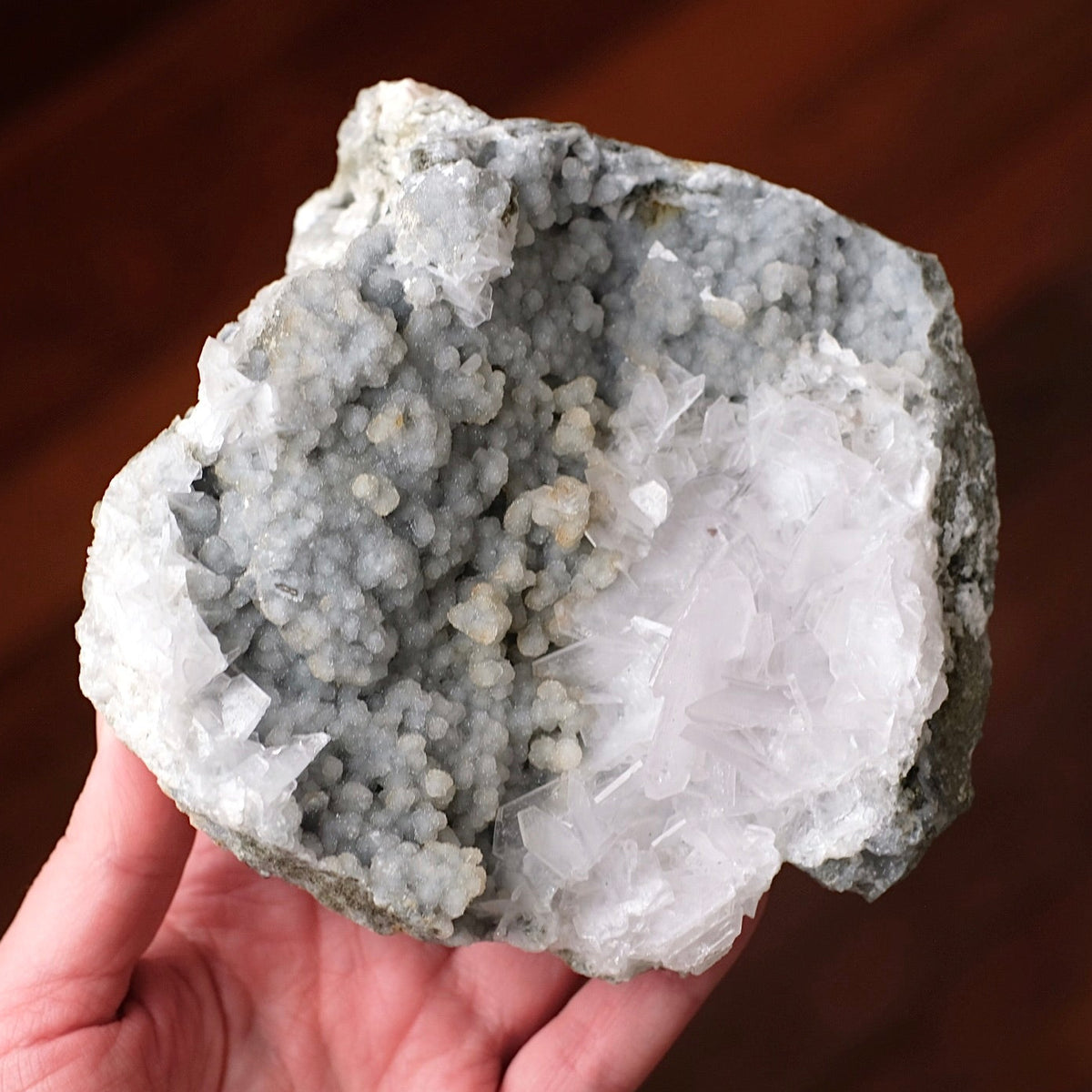 Tabular Calcite & Druzy Chalcedony Cluster | Calcite Crystal Specimen