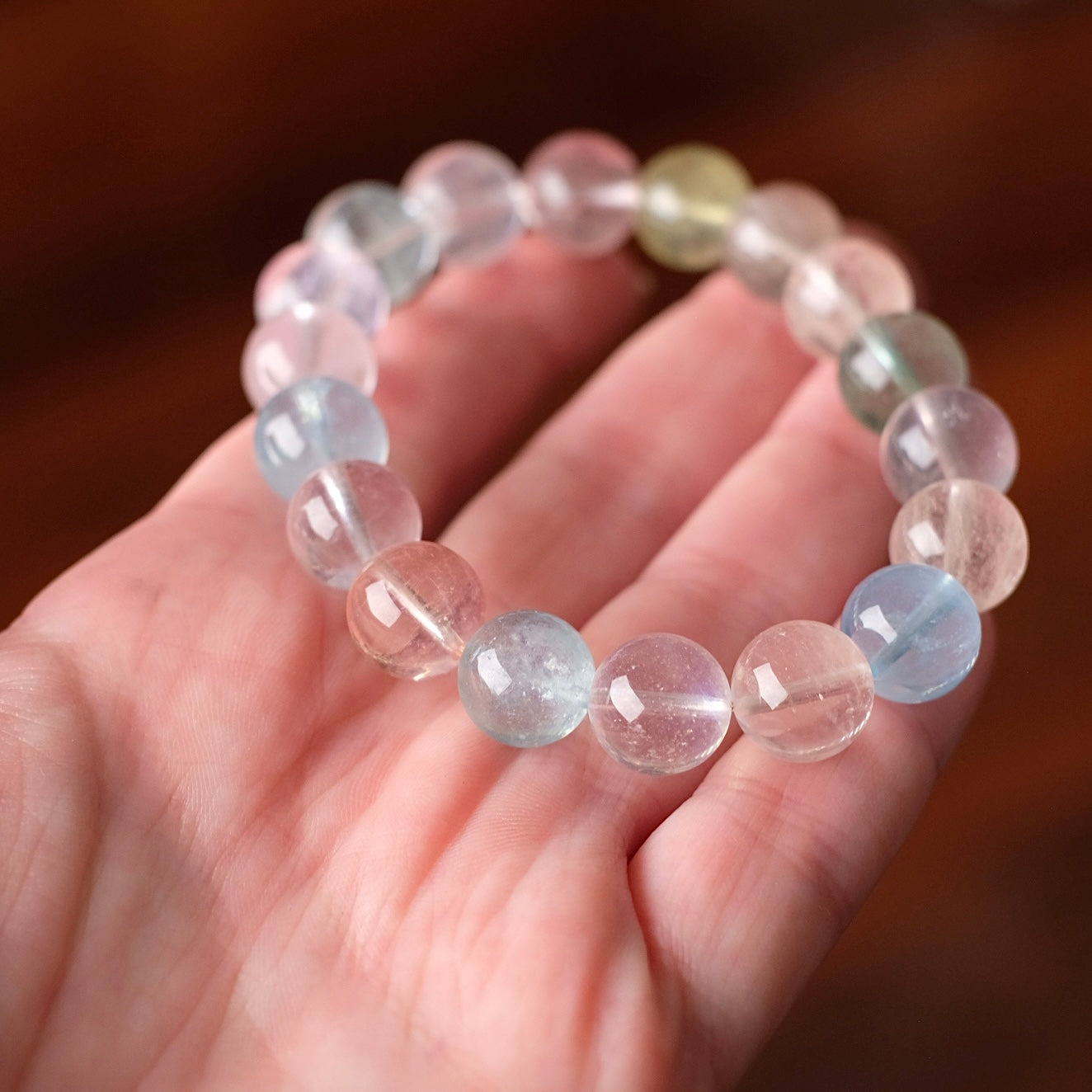 Morganite & Aquamarine Bracelet | Crystal Stretch Bracelet
