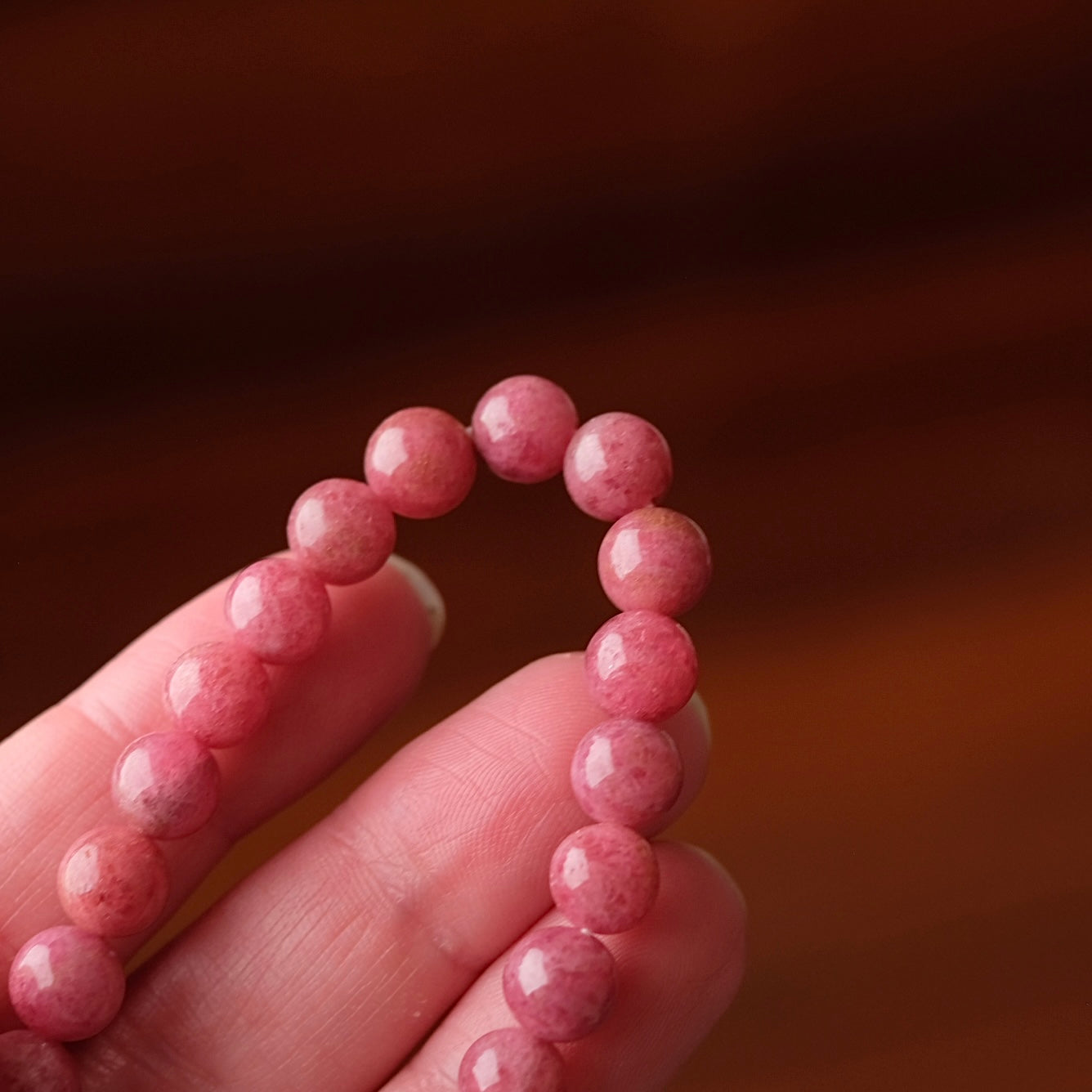 Rhodonite Bracelet | Red Rhodonite Crystal Stretch Bracelet