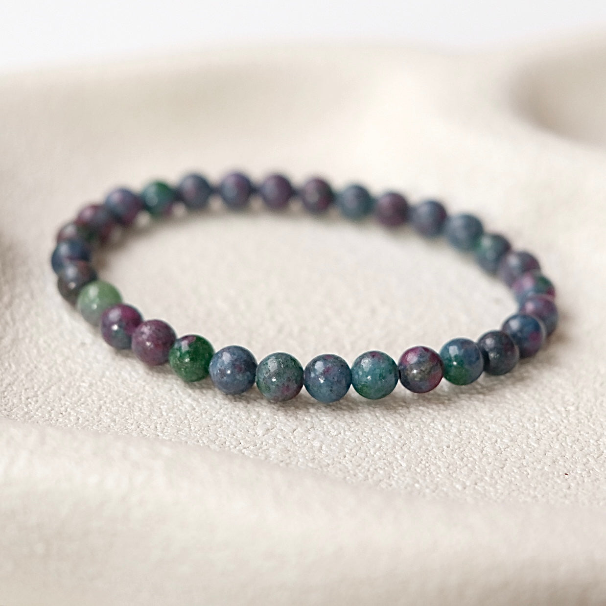 Ruby in Kyanite & Fuchsite Bracelet | Crystal Stretch Bracelet