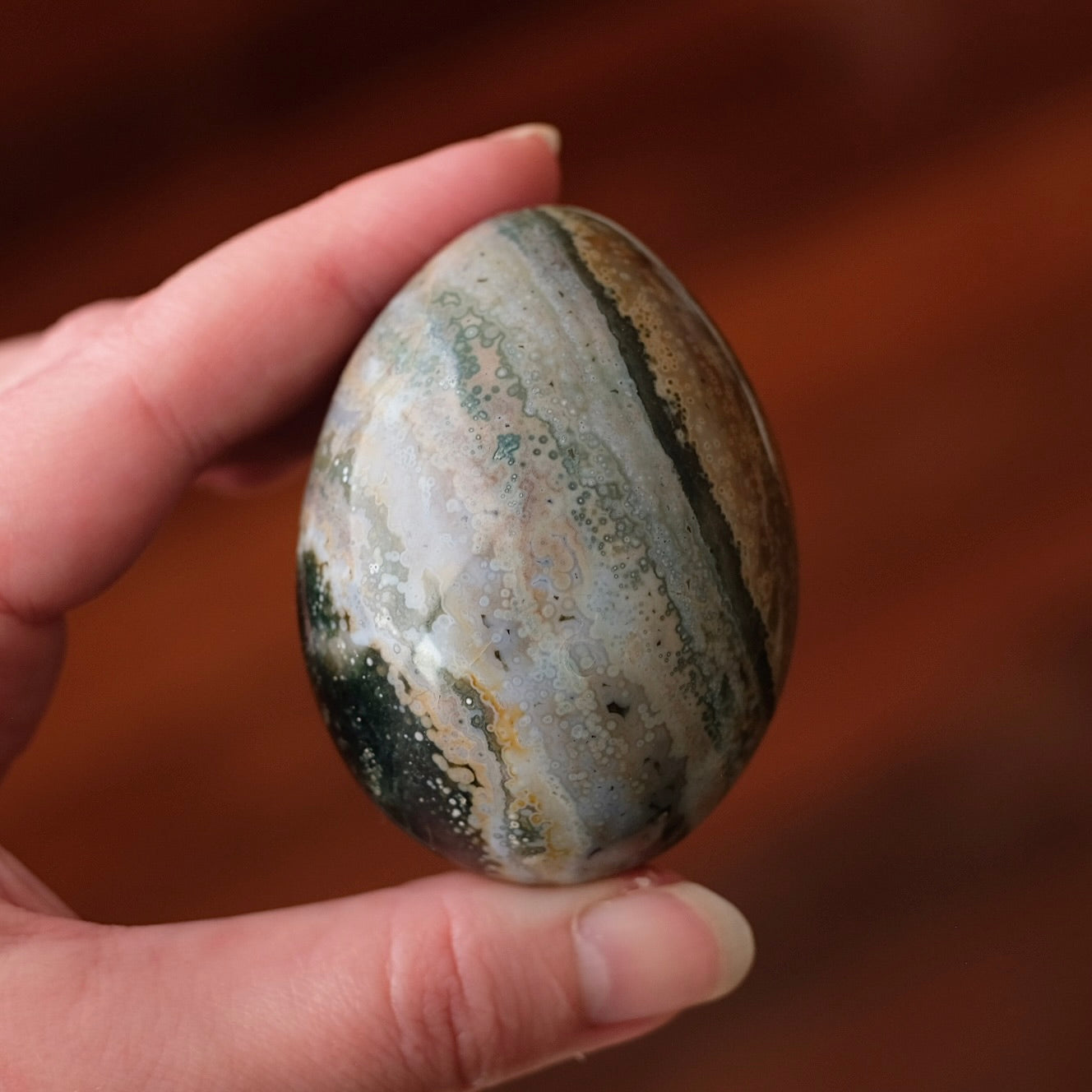 Sea Jasper Egg | Jasper Crystal Egg Carving