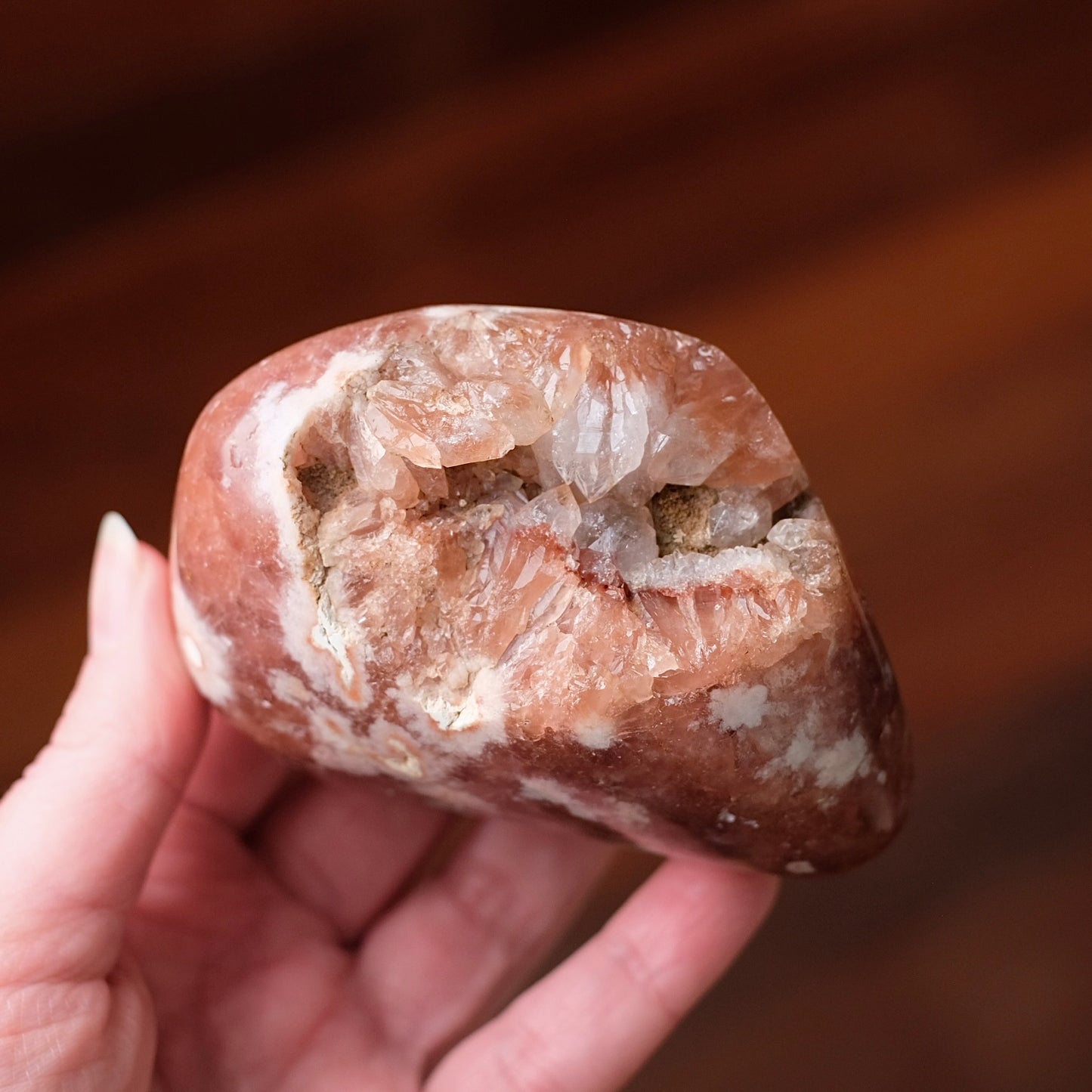 Raspberry Pink Amethyst Geode | Polished Pink Amethyst Crystal Specimen 9