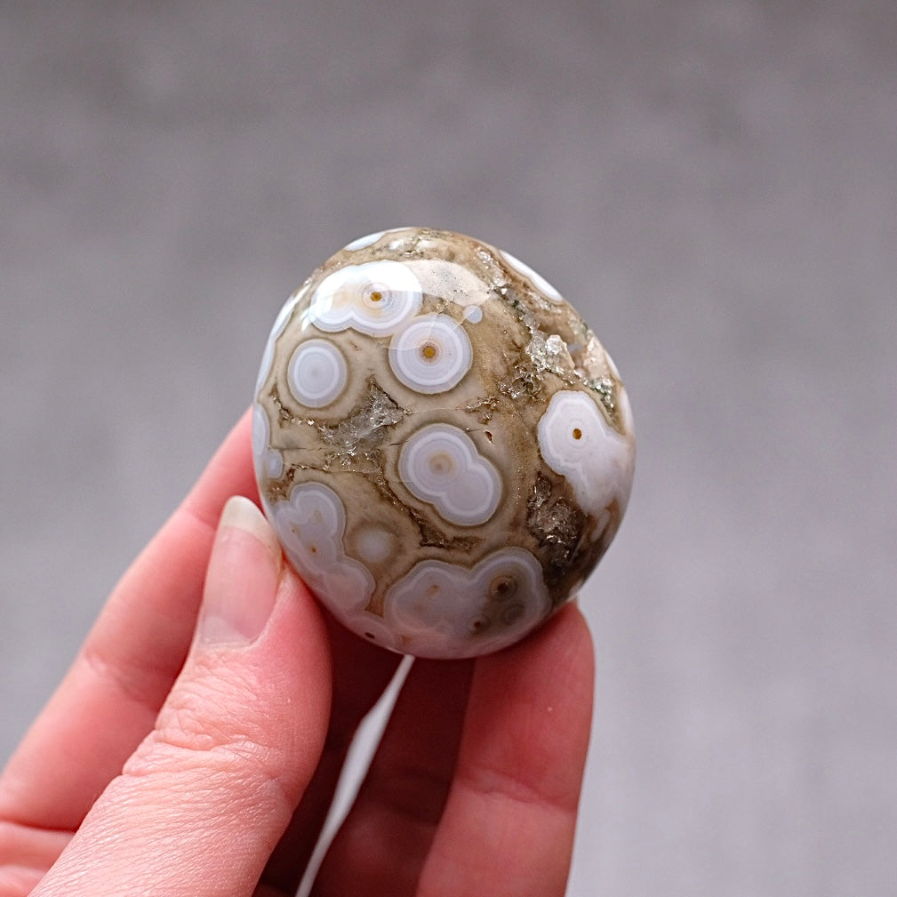 Old Stock Ocean Jasper Palm | Orbicular OJ Crystal Palmstone
