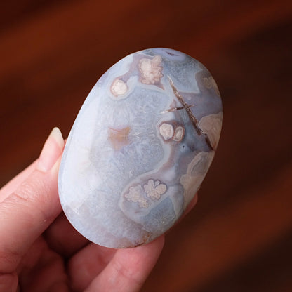 Flower Agate & Quartz Palm | Flower Agate Crystal Palm Stone