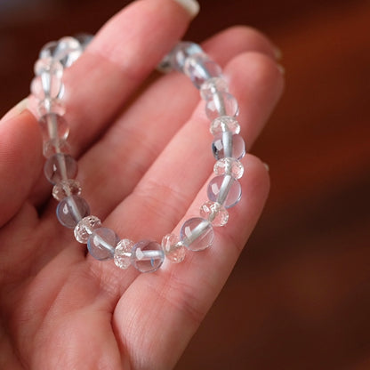 Blue Topaz & Quartz Bracelet | Rare Crystal Stretch Bracelet