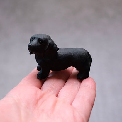 Black Obsidian Dachshund Carving | Crystal Dog