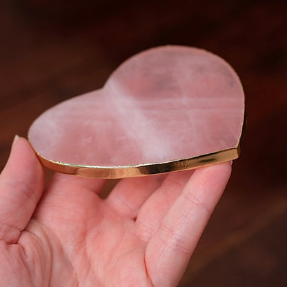 Gilded Rose Quartz Coaster | Heart Crystal Coaster