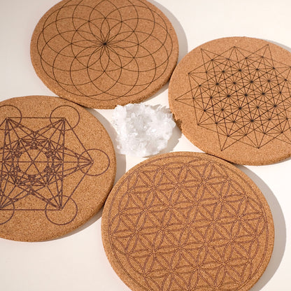Deluxe Crystal Grid Board | Sacred Geometry | Cork Gridding Board