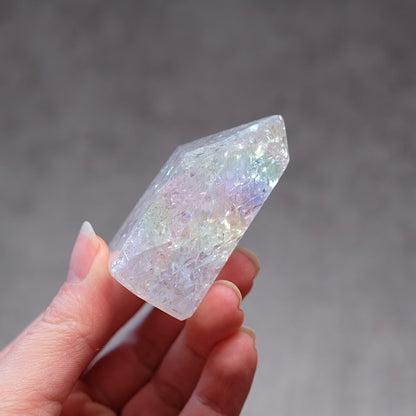 Aura Fire & Ice Quartz Point | Crackle Quartz Crystal Point