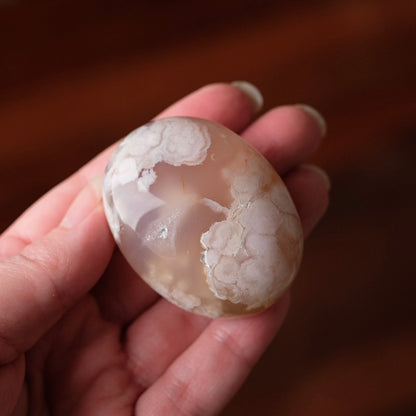Flower Agate Palm | Cherry Blossom Agate Crystal Palm Stone