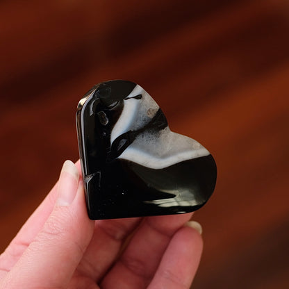 Black Agate Heart | Agate + Quartz Crystal Heart