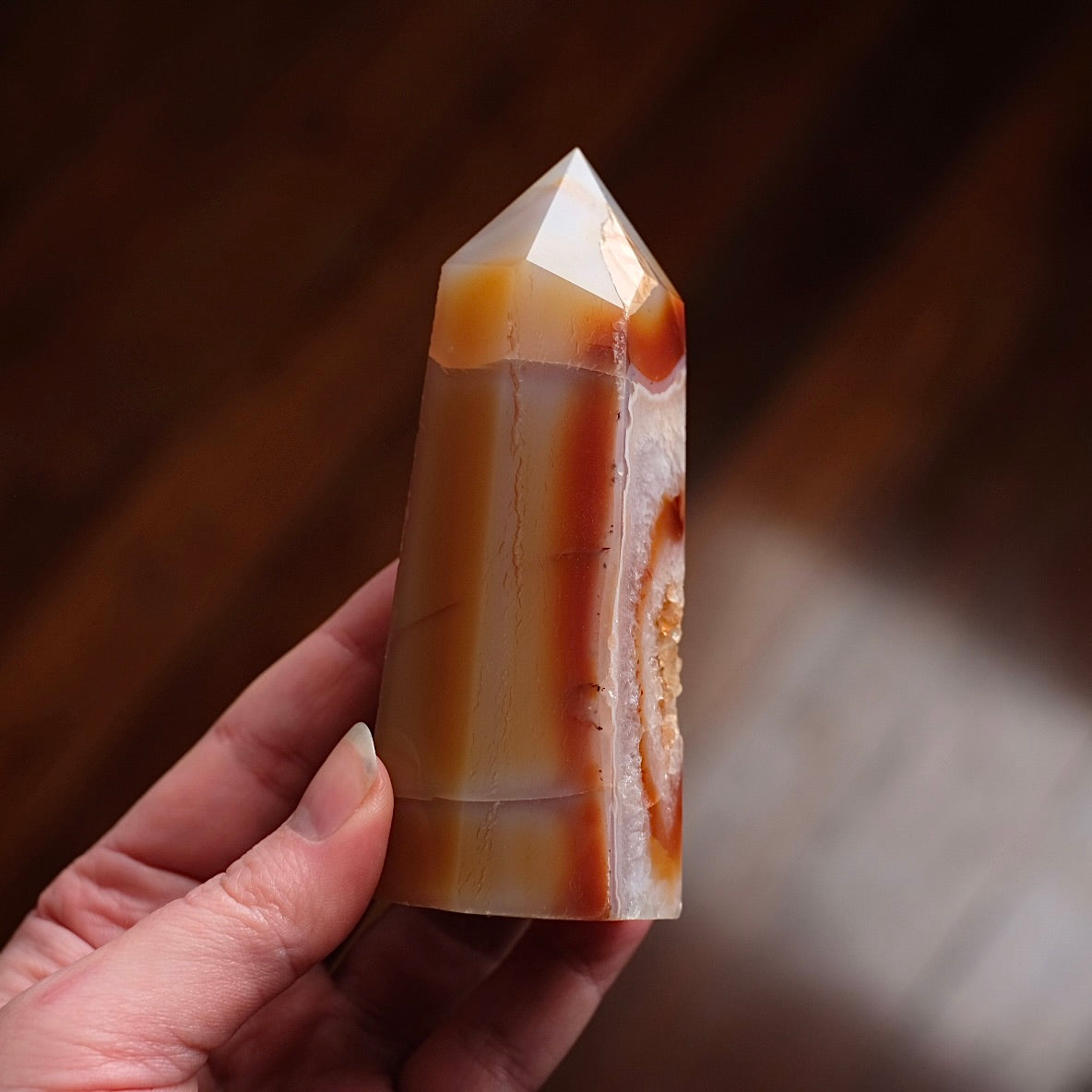 Druzy Carnelian Tower | Carnelian + Quartz Crystal Point