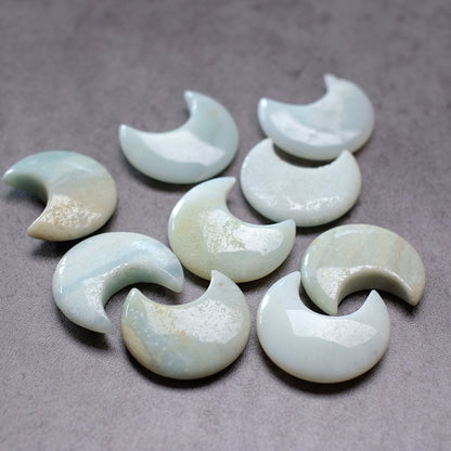 Azumar Moons | Mini Teal Quartz Crystal Moon Carvings