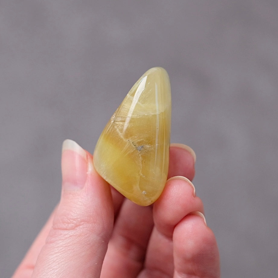 Australian Prehnite Pocket Stone | Yellow Prehnite Tumbled Crystal