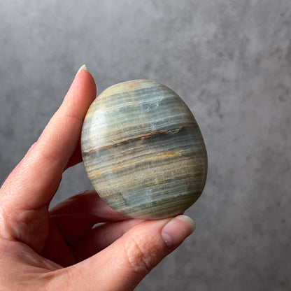 Lemurian Aquatine Calcite Palm | Argentinian Calcite | Blue Onyx